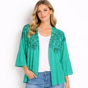 Ming Wang | Floral Embroidered Sweater Jacket Cardigan